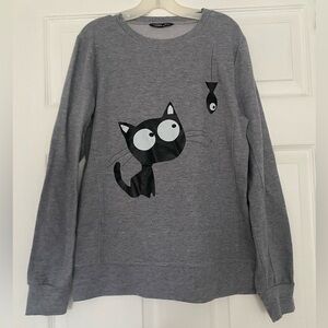 Cat & Fish Comfy Long-Sleeved Top